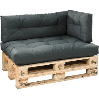 Bodyprotect 3-teilig Set Sitzkissen, Rückenlehne & Seitenkissen, Dunkelgrau | Palettenkissen, Paletten Kissen Indoor & Outdoor aus hochwertigem Möbelstoff Loungekissen Gartenmöbel, Made in EU, OEKO-TEX