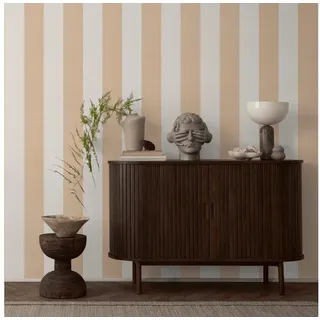 A.S. Création Pure Elegance Vliestapete mit Blockstreifen 0,53 x 10,05 m – Orange, Creme, Weiß – Streifentapete Made in Germany - 397942