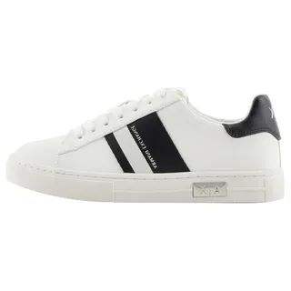 Armani Exchange Women's Cup Sole Mina, Back tab with Logo and Metal Logo Detail on Side, Black+ Off White, 36.5