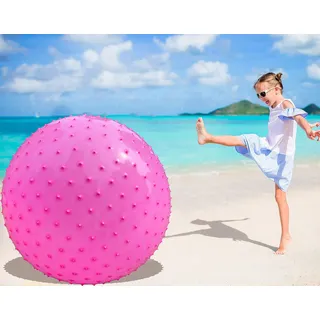 penepico Große sensorische Massagebälle für Kinder 85 cm hüpfende Yoga -Bälle große aufblasbare Trainingskugel mit taktilen Spikes Outdoor -Bällen Spielbälle Strandkugeln (1 Satz Bälle (rosa))