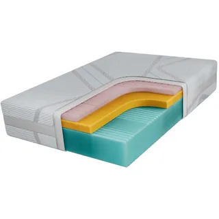 MKS Viscomatratze Velo - 200/200 - H2 - Lux , Multicolor , Textil , H2 , Füllung: Kaltschaum , Rechteckig , 200x200 cm , Oeko-Tex® , atmungsaktiv, Massagewirkung, Bezug abnehmbar/waschbar, für Hausstauballergiker geeignet, schadstoffgeprüft , Schlafzimmer, Matratzen, Viscomatratzen