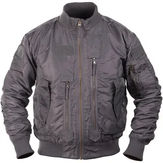 Mil-Tec US Tactical Fliegerjacke Herren • Taktische Bomberjacke mit Stehkragen • Winddichte Übergangsjacke für Frühling & Herbst • Pilotenjacke mit vielen Taschen & Patchflächen • Urban Grey, XL