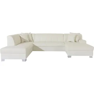 DOMO collection Wohnlandschaft »Turah moderne Steppung, incl. Zierkissen, auch in Leder,« wahlweise mit Bettfunktion, B/T/H: 297/82/75 cm, U-Form, beige