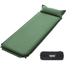 yETO Selbstaufblasende 8cm Dickes Camping Isomatte verbindbare Schlafmatte für Outdoor, Indoor, Rucksackreisen, 63x193x8cm Grün
