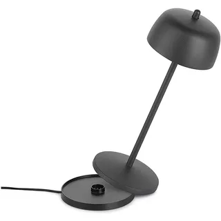 Theta Dimmbare LED Akku Tischlampe Indoor & Outdoor IP65 - Kabellose Aufladbar Tischleuche im Italienischem Design, 2700-4000K, 9-24 Std. Designed by Zafferano LVL (Schwarz)