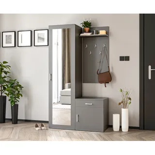 AX LIVING Flurgarderobe Grau Magnola 100cm Breite, modernes Design & Stauraum - Grau