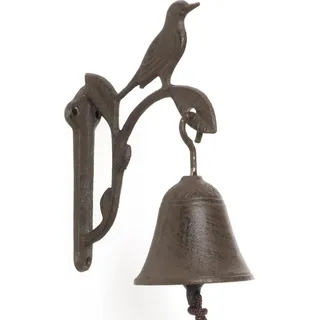 Moritz Türglocke Glocke Vogel Vögelauf Ast Blätter Wandglocke Gartendeko Gusseisen Rustikal Antik Design Stil Retro Klingel
