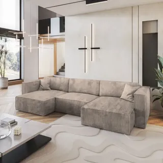 masseno Ecksofa SARMO P Polyester U-Form 3-Sitzer Beige