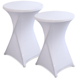 hicoosee 2er-Set Stretch Stehtischhusse, Ø80-85cm Hochwertige Tisch-Überzug Husse für Bistrotisch Stehtisch und Runde Stehtische, Elegante Stretch-Husse für Gartenparty Feier Hochzeit Taufe, Weiß