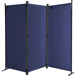 QUICK STAR Paravent 3 Teilig 170 x 165 cm Blau - Garten & Balkon Sichtschutz Stellwand Innen & Außen - Raumteiler Trennwand Faltbar Blickdicht & Wetterfest