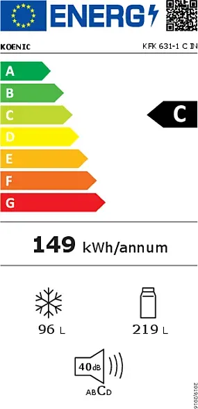 Bild von KFK 631-1 C IN Kühlgefrierkombination (C, 149 kWh, 1850 mm hoch, Inox)