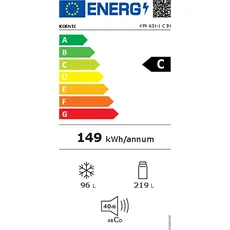 Bild von KFK 631-1 C IN Kühlgefrierkombination (C, 149 kWh, 1850 mm hoch, Inox)