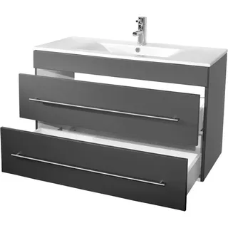 Waschtisch OPHELIA 1000 Seidenglanz anthrazit mit Mineralgussbecken 100 x 61,7 x 47,5 cm - Grau