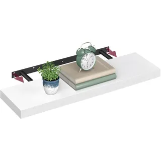 VASAGLE Wandregal, Schweberegal, Regalbrett, 20 x 80 x 3,8 cm, Wandboard für Bilderrahmen, Deko, Regal für Wohnzimmer, Arbeitszimmer, Küche, schneeweiß LWS028WE01