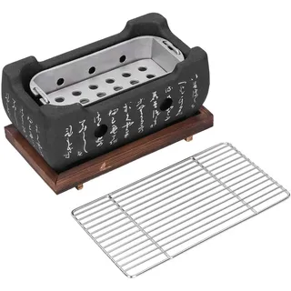 Japanischer Barbecue-Grill, Tragbar Mini-Holzkohleofen aus Aluminiumlegierung für den Haushalt, Rundes Design