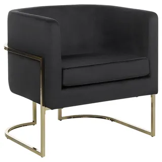 Beliani Sessel aus Samt schwarz Sirkka , Goldfarben, Schwarz , Textil , 72x71x70 cm , Wohnzimmer, Sessel, Polstersessel