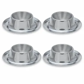 MIJOMA 4 Stück Edelstahl Eierbecher, Silber Matt, Rostfreie und Spülmaschinenfeste Eierhalter, Elegantes und Zeitloses Design, langlebig und unzerbrechlich, Stapelbar. Must-Have für jeden Haushalt.