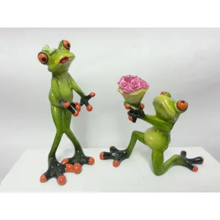 Deko Frosch-Paar aus Kunststein, grasgrün