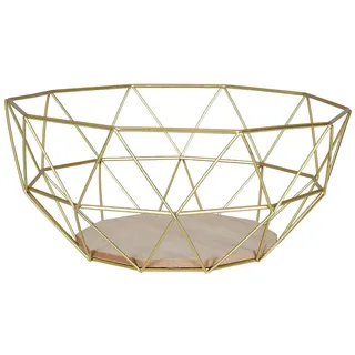 levandeo Korb Metall Gold 26x12cm Obstkorb Modern Holz MDF Braun Schüssel Schale Deko Obstschale Tischdeko