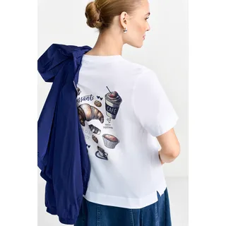 T-Shirt RICHROYAL, Damen, Gr. M, weiß, Single Jersey, Obermaterial: 100% Baumwolle, bedruckt, unifarben, bequem taillenbedeckt, Rundhals, Shirts T-Shirt, cooler Rückendruck, reine Baumwolle