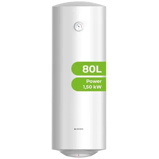 Aspes AT8001S Elektroboiler, 80 Liter, 1500 W, Montageset, Widerstand aus emailliertem Stahl, manuelles Thermostat, Temperatur max. 70 °C, Weiß, Energieeffizienzklasse C