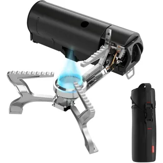 evocamp Gaskocher faltbar mit Tragetasche, klappbarer Gas Campingkocher, Camping Kocher mit Piezozündung ohne Gaskartuschen