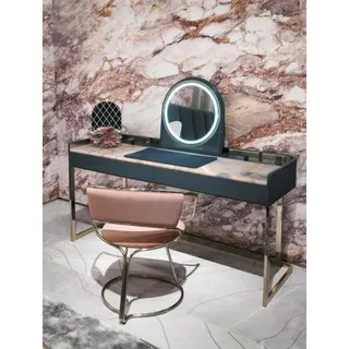 Schlafzimmer Möbel Schminktisch Designer Schminktstuhl Luxus Holzmöbel - Blau