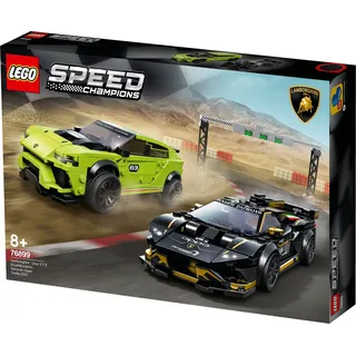 LEGO 76899 Speed Champions Lamborghini Urus ST-X & Lamborghini Huracán Super Trofeo EVO, Bausatz für Modellautos, Spielzeugautos, Rennautos