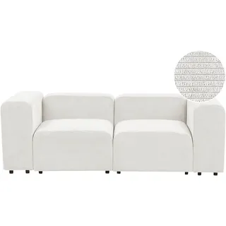 BELIANI 2-Sitzer Sofa Cremeweiß Cord-Stoffbezug Modular mit Breiten Hohen Armlehnen Niedrige Rückenlehne Modern Wohnzimmer Polstersofa Modulsofa - Weiß