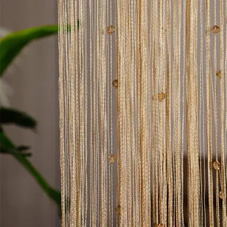 AQCQDQ Türvorhang Perlen, Fransenvorhang, 100 x 200 cm Perlenvorhang für Türen, Polyester, Fliegenvorhang für Raumteiler, Fenster, Flur, Eingang, Wandschrank (Champagner)