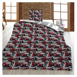Bettwäsche Spiderman New York, für Einzelbett, wendbarer Bettbezug 140 x 200 cm + Kissenbezug 65 x 65 cm, Polyester-Baumwolle - Schwarz, Grau