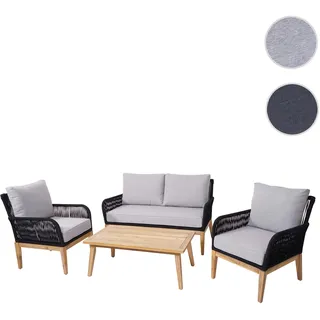 Gartengarnitur HWC-H58, Lounge-Set Sofa Sitzgruppe, Seilgeflecht Rope Holz Akazie Spun Poly MVG ~ Ki