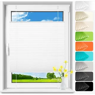 rollos für fenster jalousien fenster ohne bohren Plissee Klemmfix 35x100cm Plisseerollo Sonnenschutz Fenster Tür Easyfix Fensterrollo mit Klemmträger - Weiß