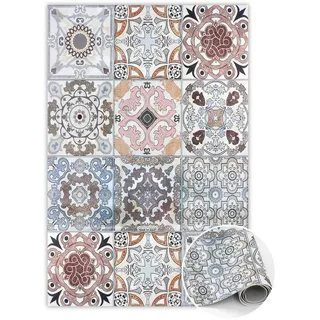 Tulup Vinyl Teppich 100x150 cm Portugiesische Kacheln , Multicolor , Kunststoff , Rechteckig , 100x150 cm , Teppiche und Böden, Teppiche, Outdoorteppiche