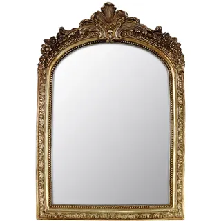 LuHeToz Kleiner dekorativer gewölbter Spiegel, Vintage-goldener Resin-Rahmen, 17,3 x 25,4 cm, für Wand oder Tisch (Vintage-Gold, 6,8 x 25,4 cm)