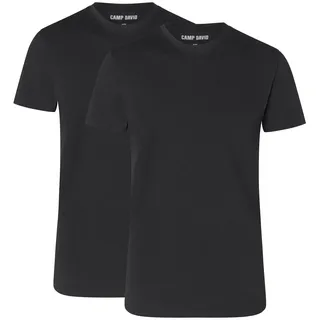 T-Shirt CAMP DAVID "T-Shirt 2er Pack", Herren, Gr. XL, schwarz, Obermaterial: 95% Baumwolle CO. 5% Elasthan EL., Shirts T-Shirt