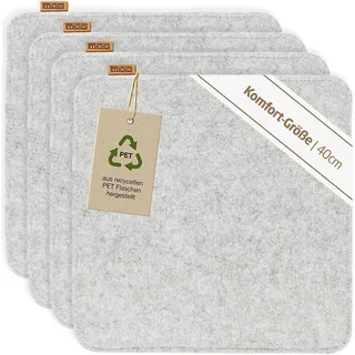 Miqio Design Sitzkissen Rechteckig aus Filz mit Antirutschnoppen | Nachhaltig aus recycelten PET Flaschen | 40x40 cm | 4er-Set | Waschbare Stuhlkissen rutschfest | Sitzauflage für Bank und Stuhl