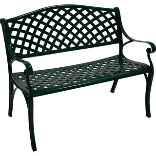 DEGAMO Gartenbank Parkbank Bank OXFORD 2-sitzer, Aluguss dunkelgrün, wetterfest - dunkelgrün