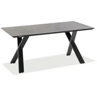 Gartentisch , Anthrazit, Grau , Kunststoff , Betonoptik , rechteckig , X-Form , 95x76x160 cm , wetterbeständig , Gartenmöbel, Gartentische, Gartentische