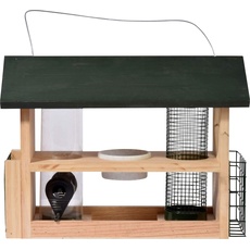 dobar 11518FSC große Futtersäule "7-in-1" - Vogelfutterstation Holz - Vogelfutterspender zum Hängen - Multifunktions-Vogelhaus - Vogelfutterhaus - Futterplatz für Wildvögel - 39 x 19 x 29 cm - Grün