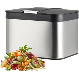 Relaxdays Biomülleimer 4,5 l Silber/Schwarz