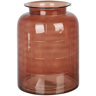 BELIANI Blumenvase Goldbraun Glas 35 cm Groß mit Breiter Öffnung Getönt Handgefertigt Zylinderform Deko Accessoires Wohnzimmer Schlafzimmer Flur Kamin - Braun