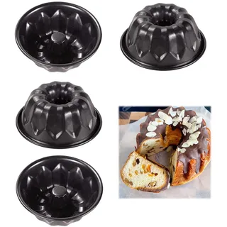 4 Stück Mini Gugelhupfform 12cm Gugelhupf Backform Rund Kuchenform Klein mit Antihaftbeschichtung für Gugelhupf, Kuchen, Muffin, Cupcake