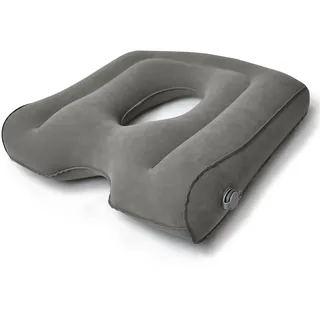 Orthopädisches Sitzkissen, Ergonomisches Stuhlkissen mit Druckentlastung, Anti-Rutsch Bürokissen, Tragbares Aufblasbares Kissen für Auto, Flugzeug und Zuhause – Grau