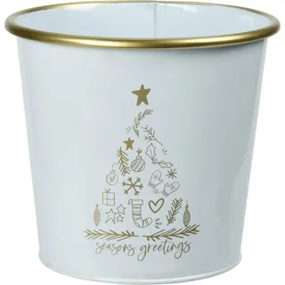 Home Styling Collection Metalleimer Weihnachten Weiß 15/17 cm , Metall , 17x15x17 cm , Dekoration, Weihnachtsdekoration