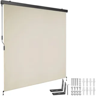 tectake Senkrechtmarkise Eloise,inkl. Wandhaltern,beige , Beige , Textil , 180x250 cm , Ce , Sonnenschutz, Sichtschutz