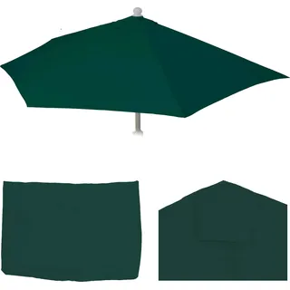 Ersatz-Bezug für Sonnenschirm halbrund Parla, Sonnenschirmbezug Ersatzbezug, 270cm Stoff/Textil UV 50+ 3kg grün - Grün