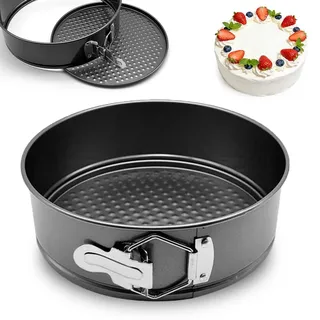 LUPATDY Springform Rund Ø20CM Kuchenform, Backform mit Antihaftbeschichtung, Kuchenform mit Flachboden, Tarteform Kuchenbackformen mit Flachboden für Kuchen Backen, Kohlenstoffstahl, Schwarz