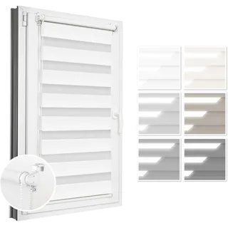 Estika Verdunkelungs Doppelrollo Klemmfix ohne Bohren - 55 cm x 120 cm - Milchig Weiß - Tag und Nacht Duo-Rollo, Rollos für Fenster, Fenster Sichtschutz, Doppelrollo für Innenräume