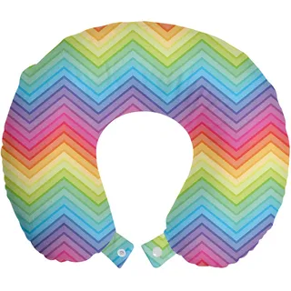 ABAKUHAUS Regenbogen Reisekissen Nackenstütze, Bunte Vivid Chevron, Schaumstoff Reiseartikel für Flugzeug und Auto, 30x30 cm, Mehrfarbig